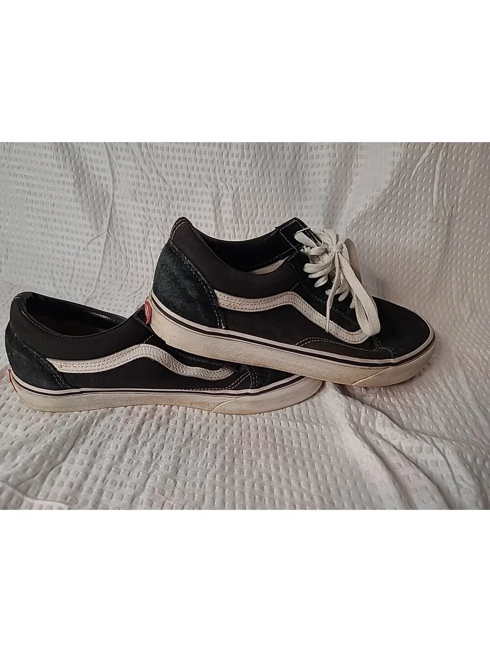 Vans Old Skool Black White Suede Canvas Skate Shoes Mens 7.5 Womens 9